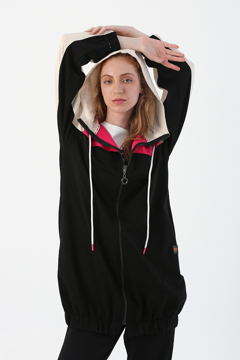 A wholesale clothing model wears Tracksuit - Black, Turkish wholesale Tracksuit of Allday