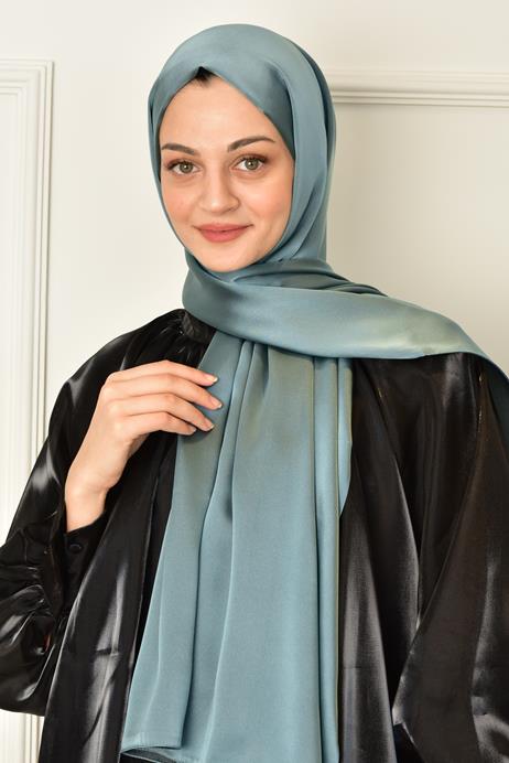 A wholesale clothing model wears Shawl - Mint, Turkish wholesale Shawl of Burden Ipek
