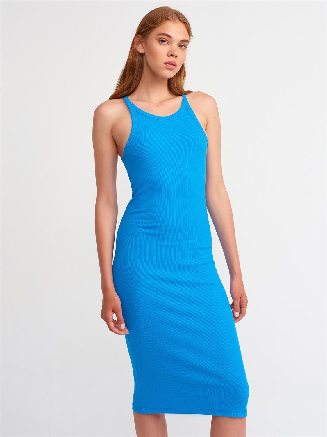 A wholesale clothing model wears Dress - Saxe, Turkish wholesale Dress of Dilvin