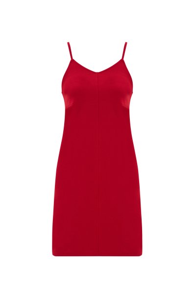 A model wears 20074 - Fou Dress - Red, wholesale Dress of Evable to display at Lonca