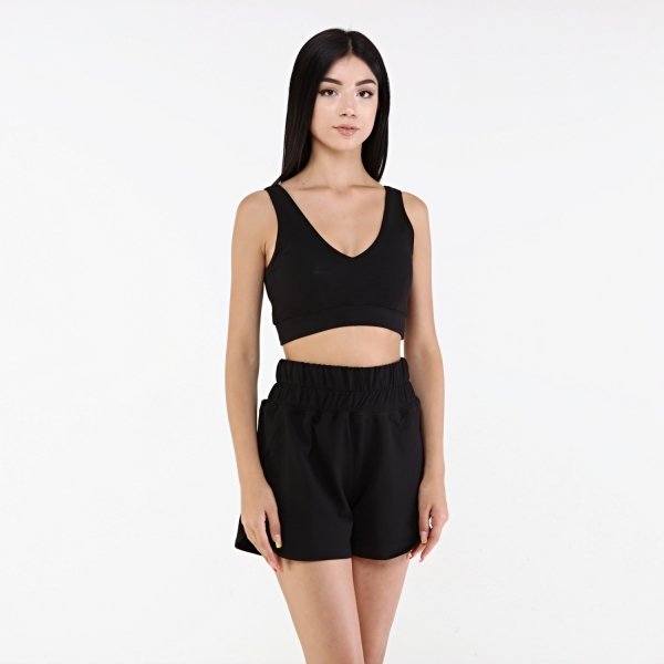 A wholesale clothing model wears Vurde Shorts - Black, Turkish wholesale Shorts of Evable