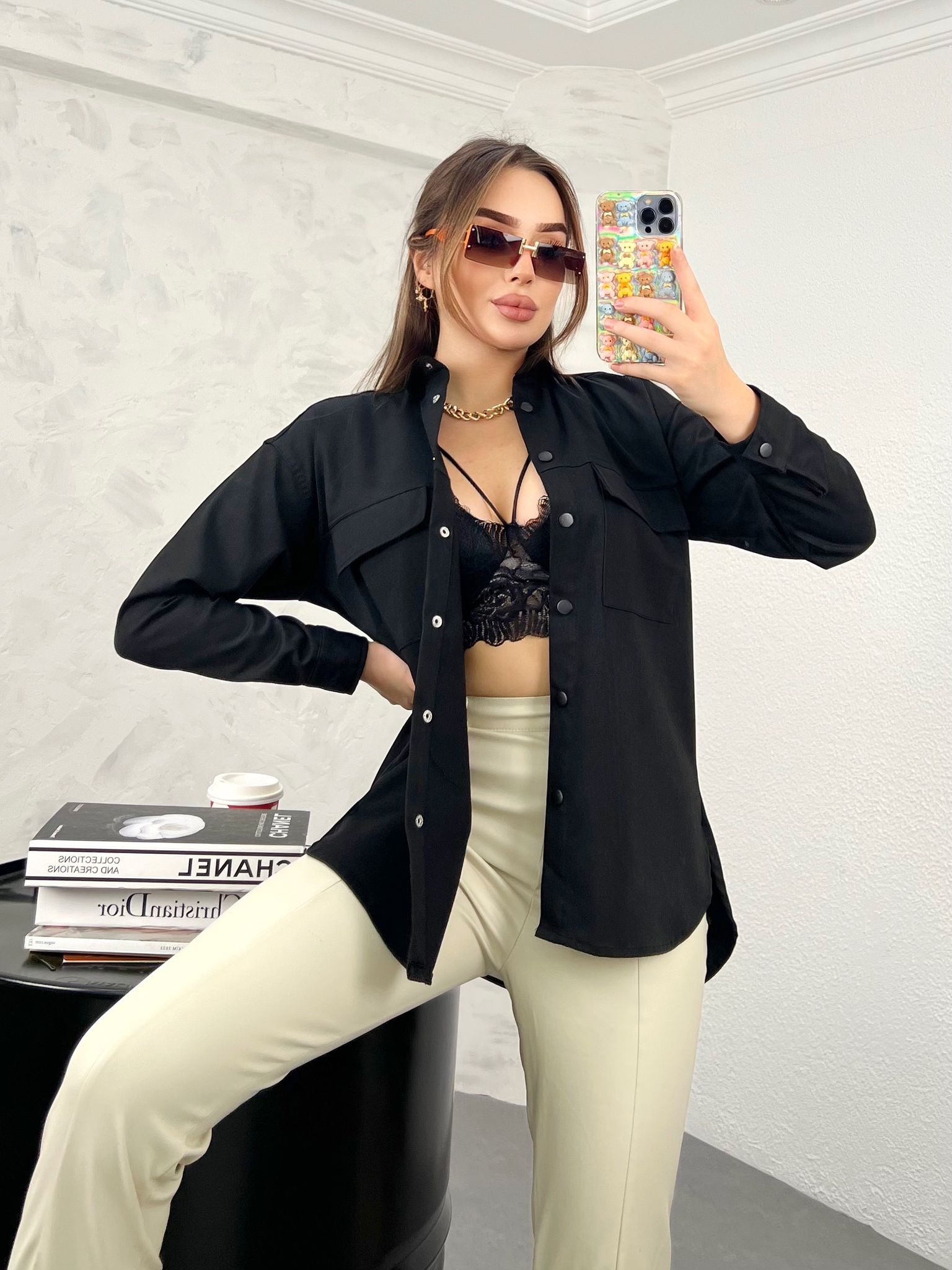 A wholesale clothing model wears Shirt - Jeans ( Jacket ), Turkish wholesale Denim Jacket of Gravel Fashion