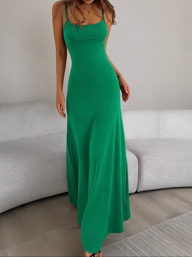 Yeşil Zarif Maksİ Slip Elbise