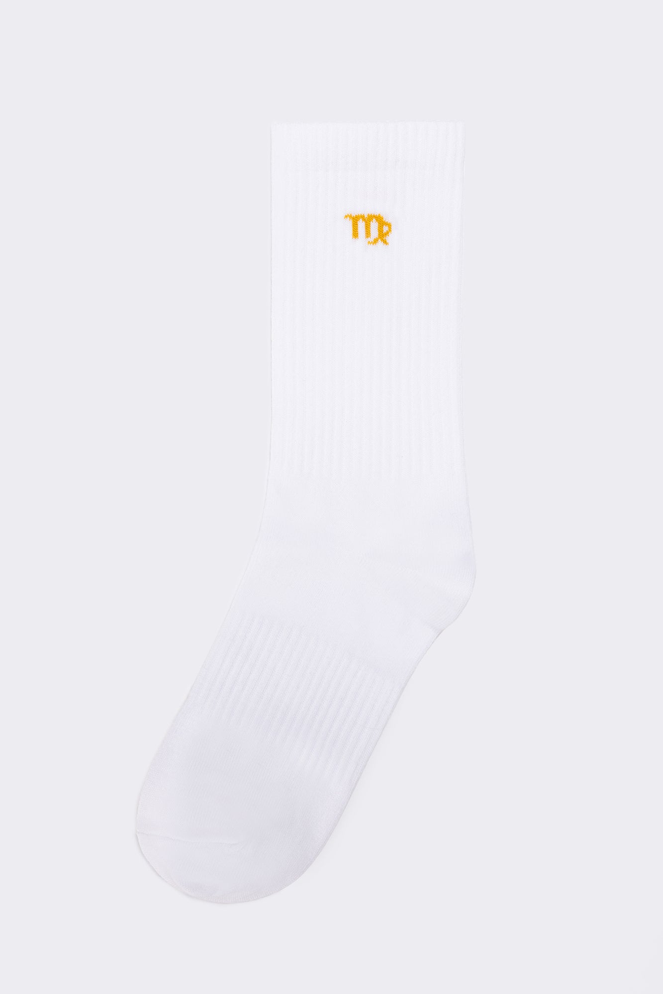 A wholesale clothing model wears Embroidered Socks - White & Yellow, Turkish wholesale Socks of Touche Prive