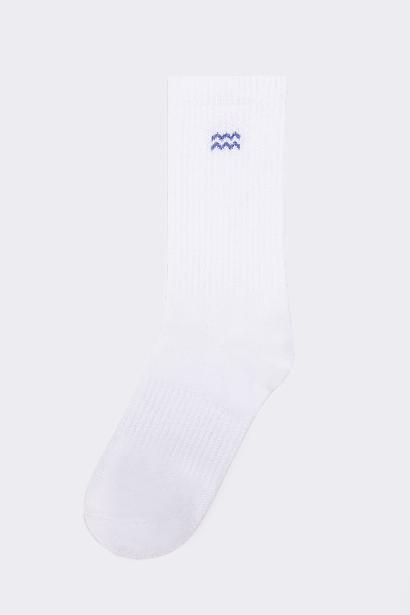 A wholesale clothing model wears Embroidered Socks - White & Lilac, Turkish wholesale Socks of Touche Prive