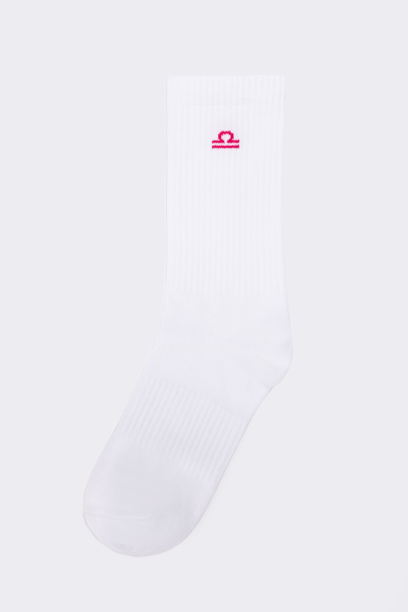 A wholesale clothing model wears Embroidered Socks - White & Pink, Turkish wholesale Socks of Touche Prive