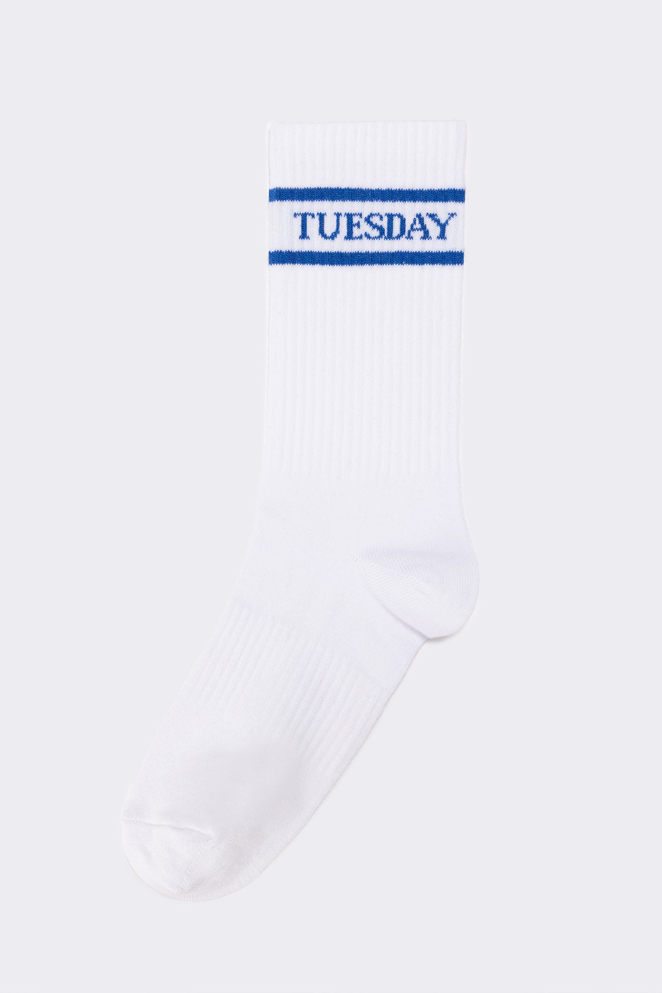A wholesale clothing model wears Embroidered Socks - White & Blue, Turkish wholesale Socks of Touche Prive