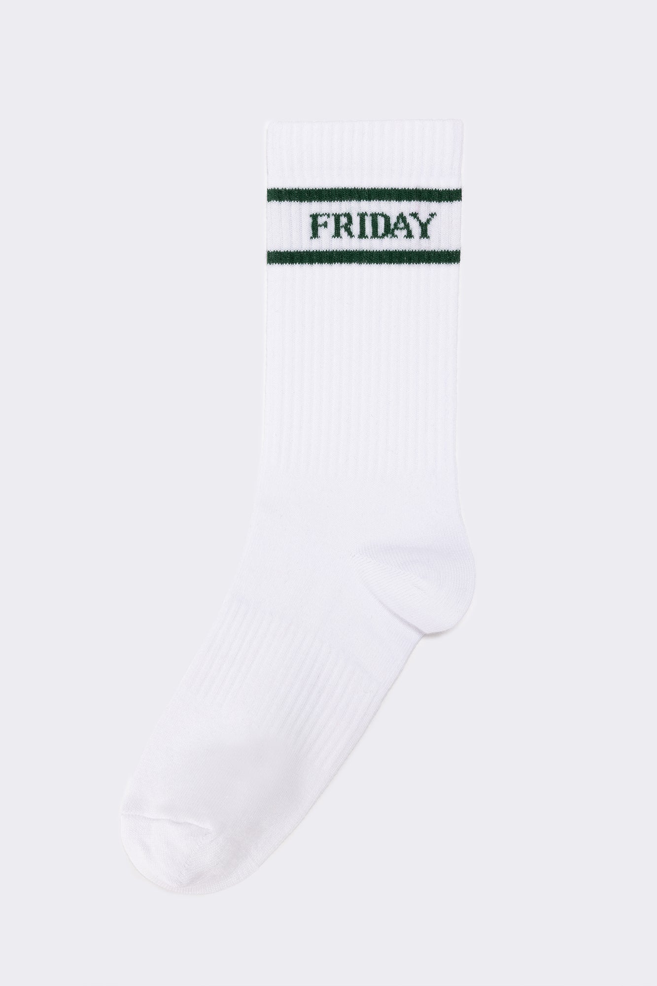 A wholesale clothing model wears Embroidered Socks - White & Green, Turkish wholesale Socks of Touche Prive